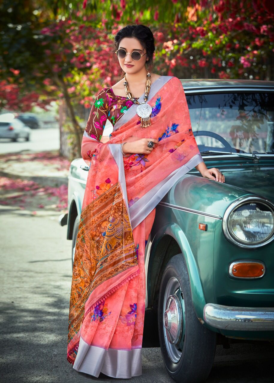 Sc White Lion Designer Printed Wholesale Party Wear Sarees

